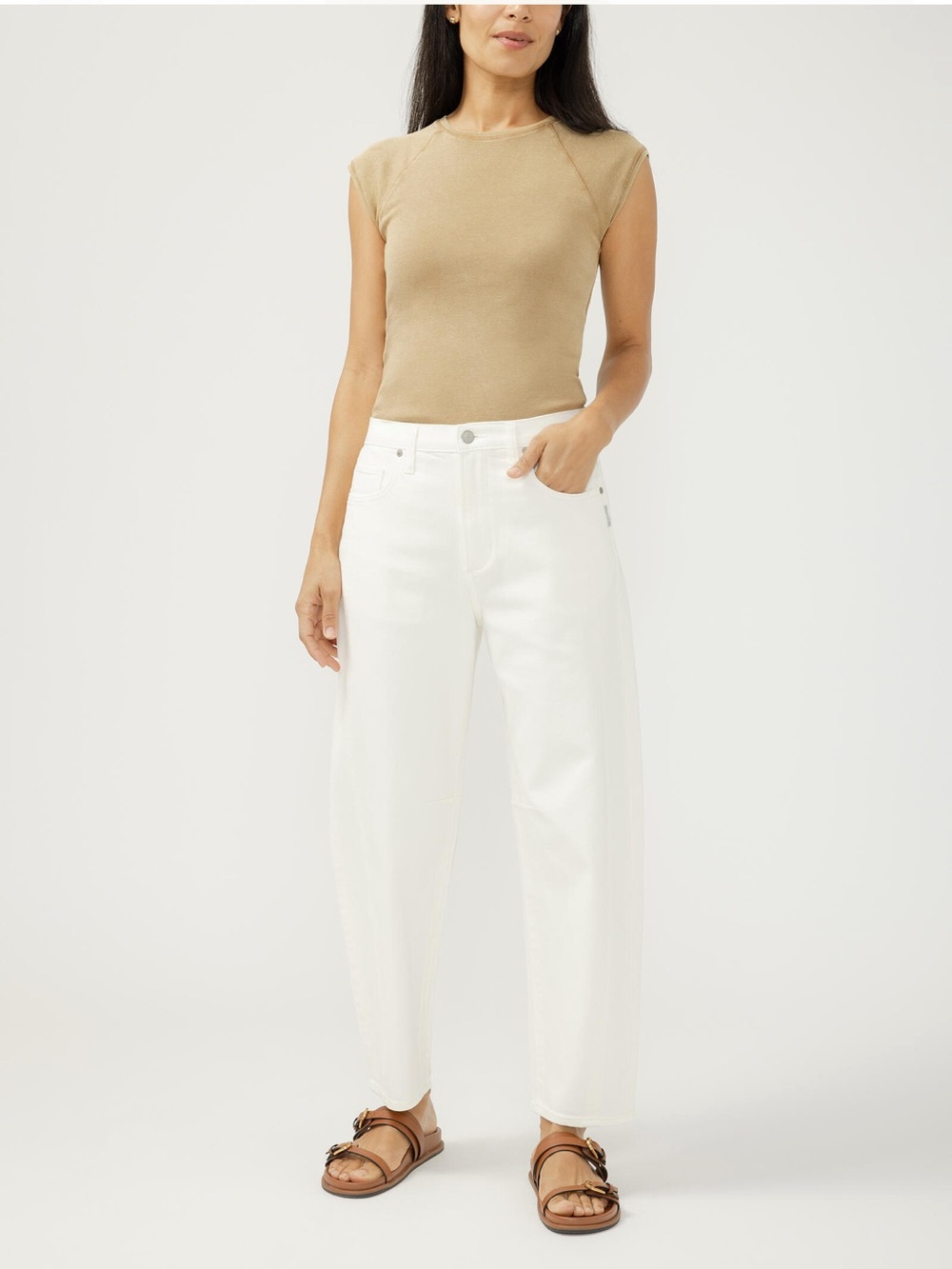 Silver Jeans Women's White High-Rise Straight Jeans
